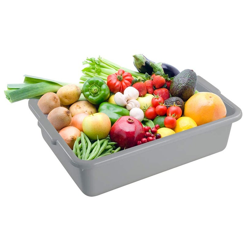 Ucake 3-Pack Plastic Bus Tub, 13 L Plastic Utility Bus Box Dish Pan, Grey - Image 4